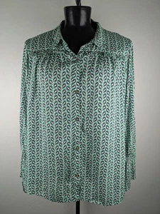 Maeve Anthropologie A+ size 24W Fredericka Button Front Shirt Green Bird Print - Bild 1 von 9