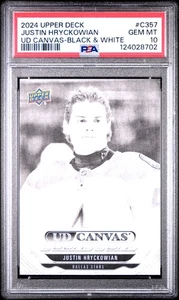 2024-25 Upper Deck Extended - UD Canvas B&W #C357 Justin Hryckowian PSA 10 - Picture 1 of 2