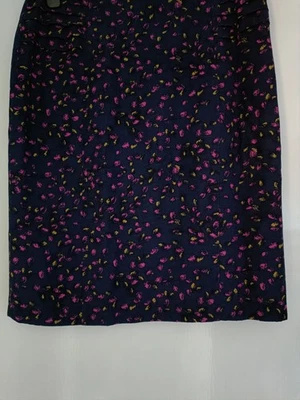 Laura Ashley Skirt Size 14. Navy Blue with Pink and mustard pattern. Fully lined - Image 1 of 4