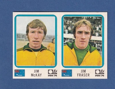 1974 Panini Copa do Mundo FIFA painel de 2 cartas #107/111 Jim McKay /Jim Fraser Austrália - Imagem 1 de 2