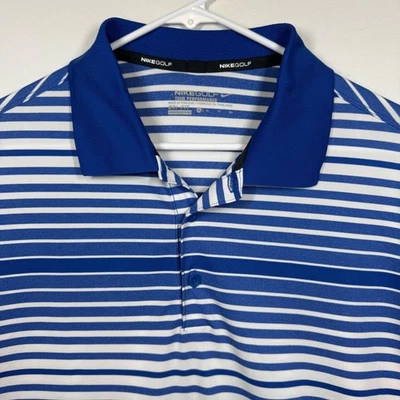 Camisa Polo Nike Golf Tour Performance Azul Blanco Rayas Dri Fit Para Hombres XL Foto 1 de 4
