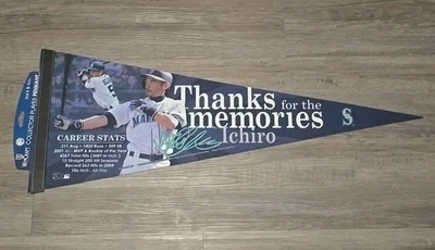 Ichiro Mariners Memorial Banderín Seattle Mariners Jugador Homenaje Coleccionable Salón de la fama Foto 1 de 3