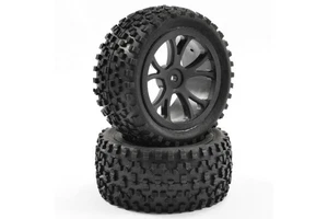 Gomme Fastrax Cuboid Buggy incollate su cerchio nero x 1/10 Buggy posteriori (2p - Foto 1 di 1