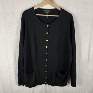 Lauren Ralph Lauren Exclusive Silk Cashmere Blend Cardigan Black Size 2X - Picture 1 of 5