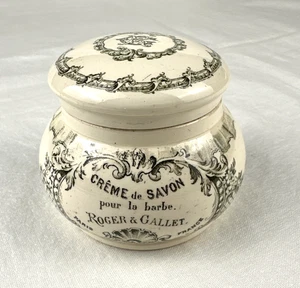 Antique Roger & Gallet Creme De Savon Shaving Jar Pour La Barbe France, Free Shp - Picture 1 of 15
