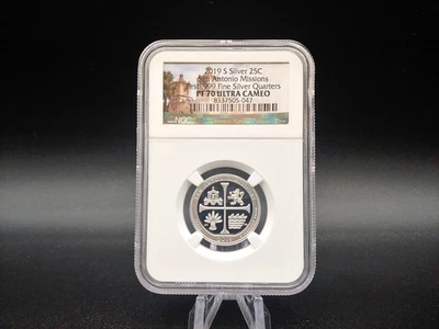 2019 "S" San Antonio Missions Quarter NGC Proof-70 Ultra Cameo .999 Fine Silver! - Image 1 of 4