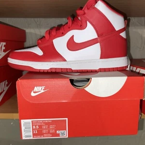Size 9.5 - Nike Dunk High Championship Red - Picture 1 of 7