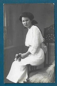 Antique Cabinet Card Young Woman, vintage photo Croatia 1900s - Studio Zagreb ! - Picture 1 of 2