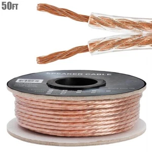 50' foot 14 Gauge 2-Conductor Car Home Audio Loud Speaker Wire Cable CCA Clear - Picture 1 of 3