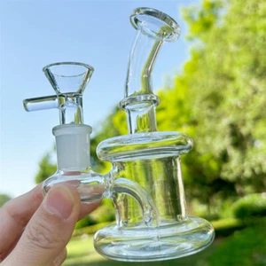 Pyrex 5.5" Clear Glass Bong Water Pipe Smoking Hookah Bubbler Shisha W/14mm Bowl - Picture 1 of 10