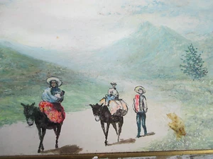 Framed Primitive Folk Art Rural Farm Landscape Painting Acrylic Board 11" X 5" - Picture 1 of 15