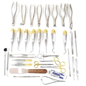 DEUTSCH 75-TEILIGES ORALZAHNCHIRURGIE EXTRAKTIONSAUFZÜGE ZANGE INSTRUMENTENKIT SET - Bild 1 von 2