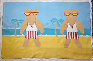 Vintage Chatham Lifeguard Bear Patrol Beach Blanket 88x58 USA Palm Tree Family - Picture 1 of 14