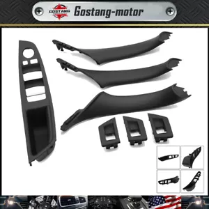 Black Inner Door Panel Handle Pull Trim Cover For BMW 5 Series F10 F11 10-16 - Picture 1 of 10