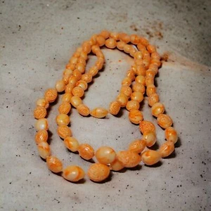 Necklace 'Orange Ice' color flapper look beads 54" - Picture 1 of 6