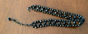 Vintage Black Glass Faux Rhinestone Beaded Choker Goth Steam Punk EUC - Picture 1 of 11