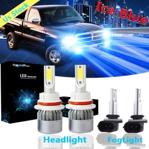 For 1999-2001 Dodge Ram 1500 2500 3500 8000K LED Headlight + Fog Light Bulbs 881 - Picture 1 of 11