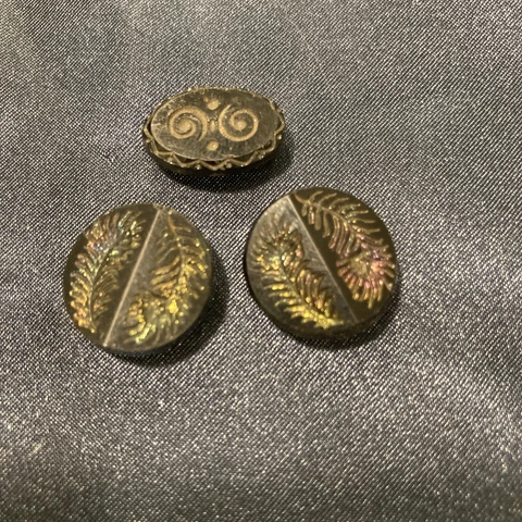 Antique Art Deco Buttons Black Set Of 3 Cover