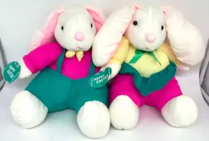 2 pezzi - nuovo 1993 Gibson Greetings Easter Mr & Mrs Bunny coniglio peluche puffalump - Foto 1 di 10