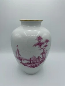 Höchst große Porzellan Vase Purpur Camaieu Bemalung Höhe 29 cm Goldrand 243 - Bild 1 von 4