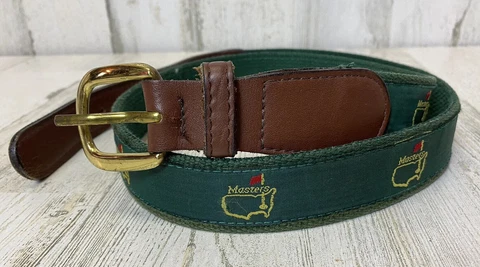 Masters Green Golf Belt Sz 36 Brass Buckle Cover