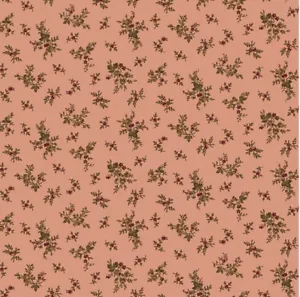 Henry Glass Chocolate Covered Cherries Small Floral Pink Cotton Fabric By Yard - Picture 1 of 1