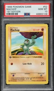 Pokemon Base Set Shadowless 1999 primera edición Machop #52 PSA 10 inglés 52/102 - Imagen 1 de 2
