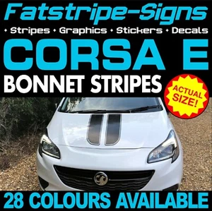 to fit VAUXHALL CORSA E BONNET STRIPES GRAPHICS STICKERS DECALS OPEL VXR SXI GS - Picture 1 of 2
