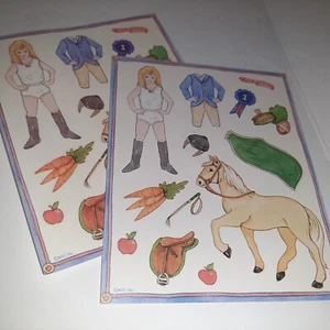 De colección AGC Caballo Jinete Adhesivo Actividad Papel Muñeca/Vestir 2 Hojas Años 80 Ecuestre - Imagen 1 de 2