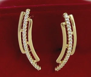 Luxus Ohrringe Creole Zirkonia Kristall 585er Gelbgold 14K vergoldet 27mm Damen - Bild 1 von 8