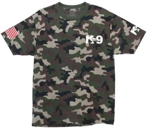 NW MEN K-9 K9 USA FLAG POLICE STAFF SECURITY FUNNY CUSTOM HALLOWEEN CAMO T-SHIRT - Picture 1 of 3