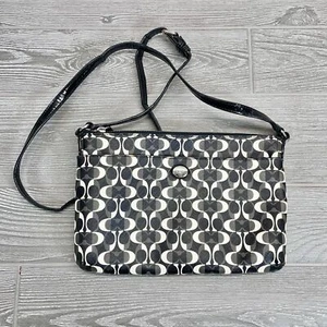 Coach Peyton Dream C Swingpack Crossbody Bag Handbag Purse Black White Monogram - Picture 1 of 8