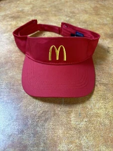 McDonald's Red Visor Yellow Arches Uniform Hat Cap Adjustable Hit Wear - Picture 1 of 6