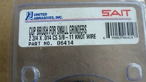 SAIT #06414 Cup Brush 2 3/4"x.014 CS 5/8"-11 Knot Wire NEW - Picture 1 of 6