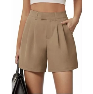 Women's Summer Dressy Casual Elastic Waist Wide Leg Suit Tailored Shorts Size M - Picture 1 of 4