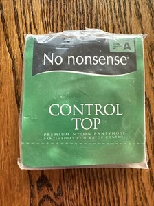 1 Pair No Nonsense Control Top Pantyhose Size A Black NEW Vintage Nylons Sheer - Picture 1 of 4