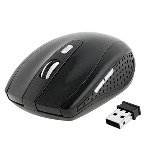 2.4ghz souris optique sans fil USB 2.0 récepteur 6button 1800dpi pour pc noir - Photo 1/7