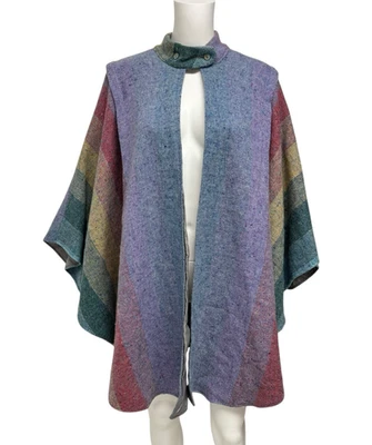 Poncho con capa de lana irlandesa centro artesanal vintage Glendalough multicolor hecho a mano sistema operativo Foto 1 de 4