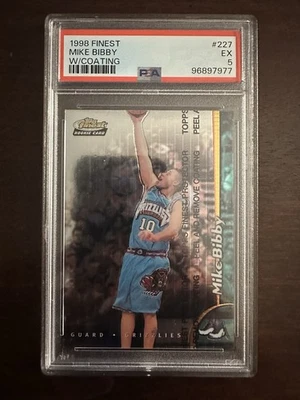 1998-99 Topps Finest #227 Mike Bibby RC With Coating PSA 5 Vancouver Grizzlies - Image 1 of 2