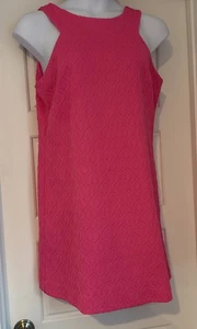 Lilly Pulitzer XL Pink Back Zipper Neon  Stretch Geometric Dress Sleeveless - Picture 1 of 13