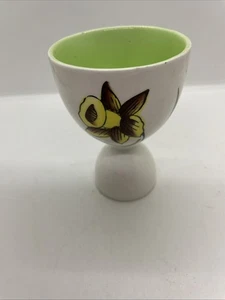 Plato de taza de huevo moderno vintage de cerámica narciso de Winfield mediados de siglo - Imagen 1 de 5