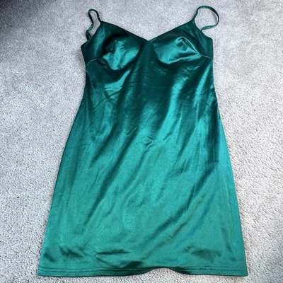 Mini Vestido Alyce Paris Brillante Esmeralda Satén Correa Espagueti Navidad Talla 12 Foto 1 de 4