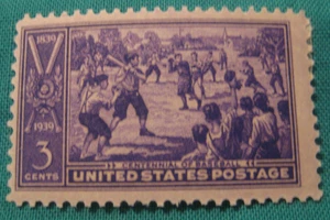 3c Baseball Centennial-Mint Hinged Single-Scott #855-Issued 1939 - Picture 1 of 2