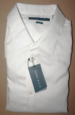 Perry Ellis Mens Long Sleeve Dress Shirt Tall 2XLT White Non Iron 100% Cotton - Image 1 of 4