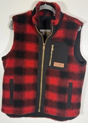 Pendleton Vest Mens Medium Red Black Buffalo Plaid Ridgeline Sherpa Fleece - Image 1 of 4