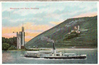 AK Mäuseturm und Ruine Ehrenfels von 1907 (Nr. 1105) - Bild 1 von 2