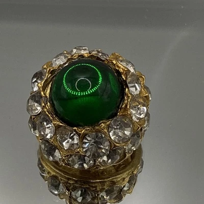 Botones de filigrana tono dorado con punta de estrás verde vintage RARO (5 piezas) de 1" Foto 1 de 4