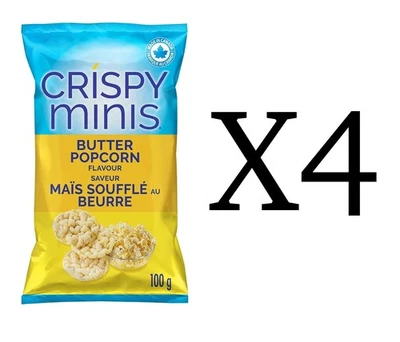 4x Palomitas de maíz Quaker Crispy Minis arroz integral con mantequilla 100 g/3,5 oz de Canadá Foto 1 de 2