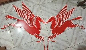 Mobil Peagagus Pair Pure Porcelain Enamel Heavy Metal Sign 36 Single side - Picture 1 of 5