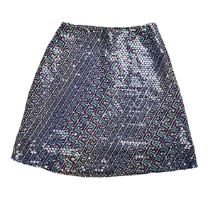 Versace Jeans Couture Purple Rhinestone Geometric Mini Skirt Size 26 - Picture 1 of 3